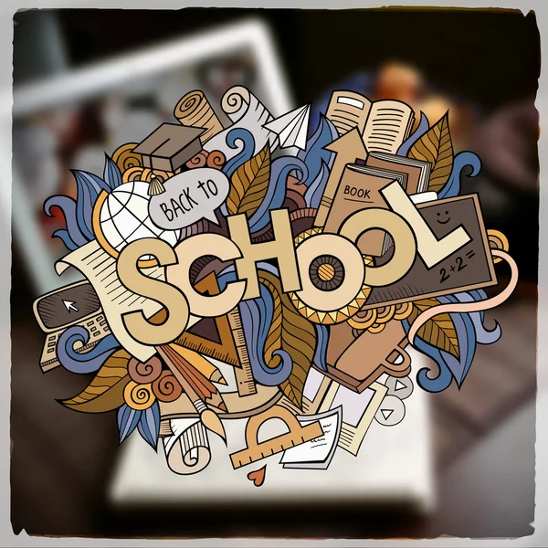 School hand lettering and doodles elements. — Stock Vector