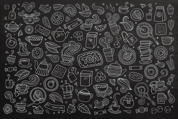 Chalkboard vector hand drawn Doodle cartoon set of objects — Stock Vector