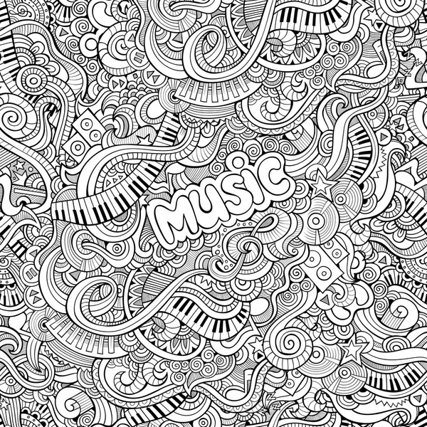 Desenhos animados vetor Doodles música sem costura padrão — Vetor de Stock