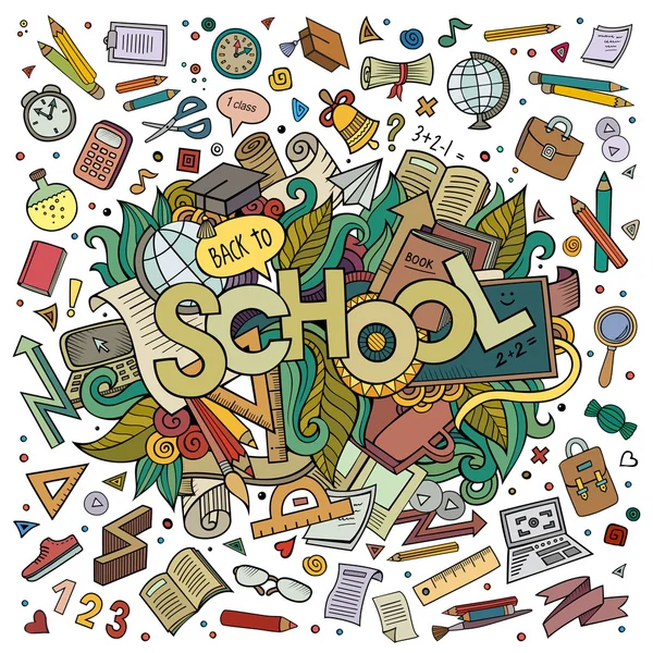 Σχολείο χέρι γράμματα και doodles στοιχεία — Διανυσματικό Αρχείο