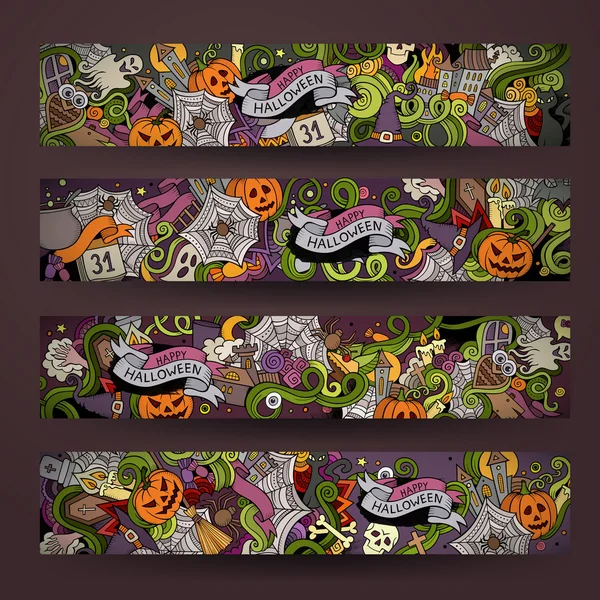 Cartoon vector hand getrokken Doodle op het onderwerp van Halloween. Ho — Stockvector