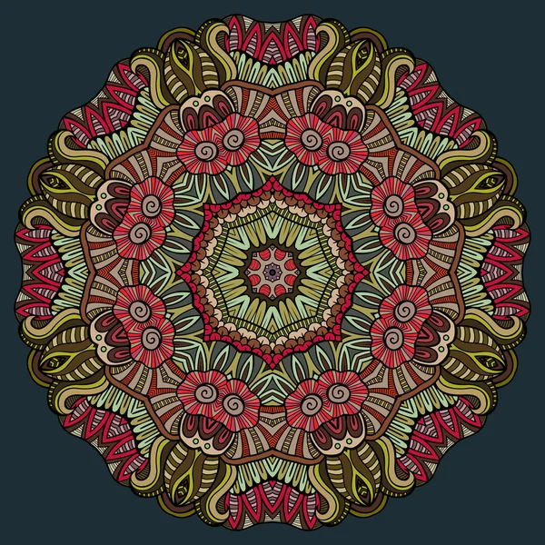 Vector abstracto decorativo floral étnico colorido mandala — Vector de stock