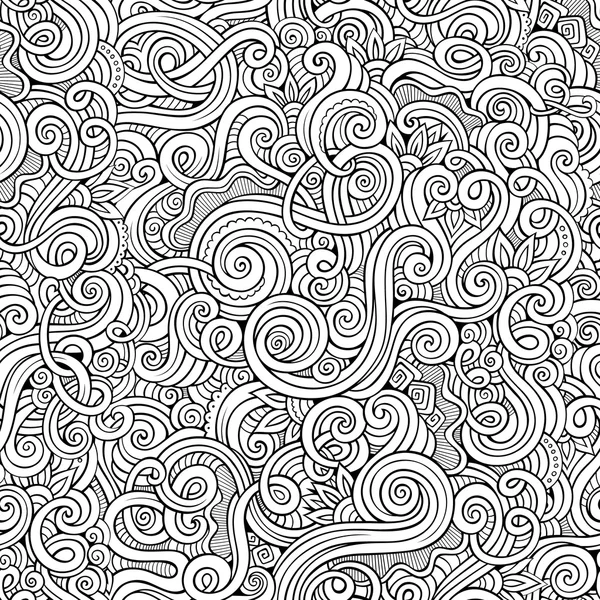 Mão decorativa desenhado doodle natureza ornamental curl sem costura padrão — Vetor de Stock