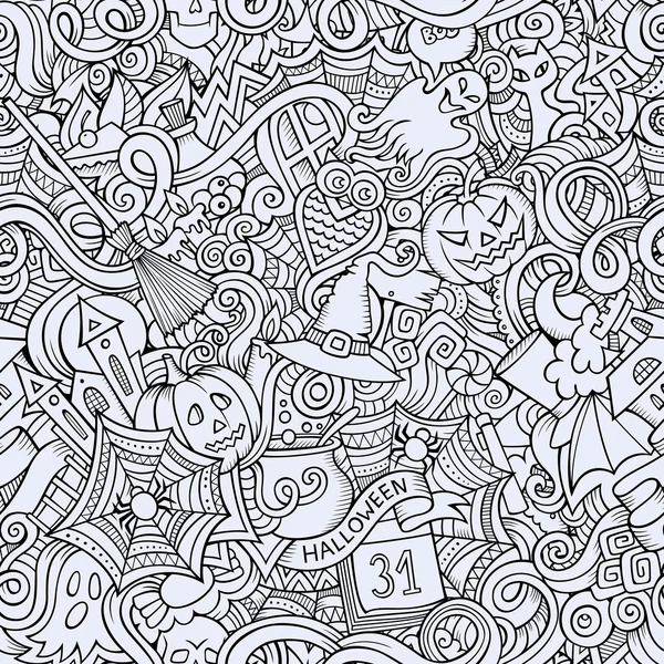 Desenhos animados vetor desenhado à mão Doodles sobre o tema do Halloween — Vetor de Stock