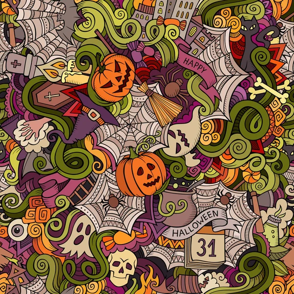 Dessins animés vectoriels dessinés à la main sur le thème de l'Halloween — Image vectorielle