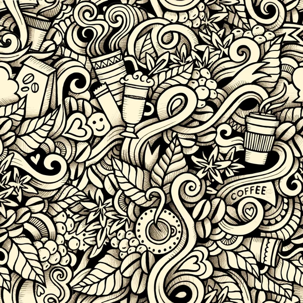 Karikatür çizilmiş kahve tarzı tema konusunda doodles — Stok Vektör