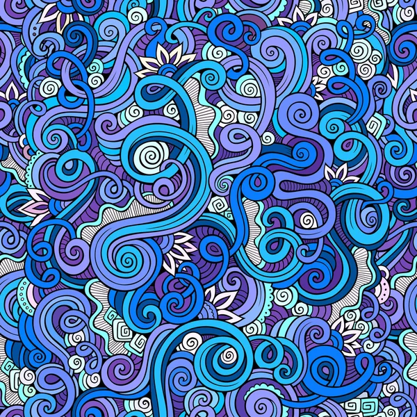 Mão decorativa desenhado doodle azul natureza ornamental curl vetor — Vetor de Stock