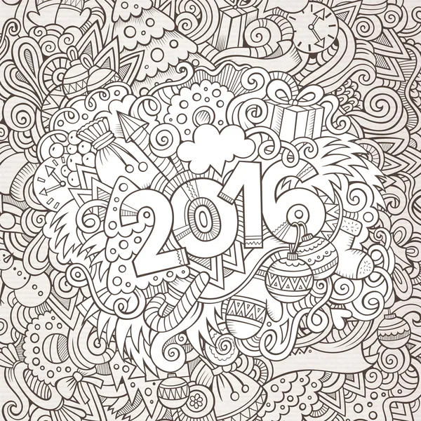 2016 year hand lettering and doodles elements background — Stock Vector