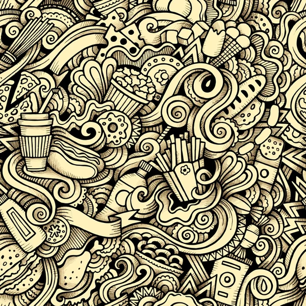Мультяшні мальовані каракулі на тему стилю фаст-фуду — стоковий вектор