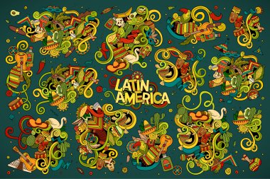 Sketchy vector hand drawn Doodle Latin American objects clipart