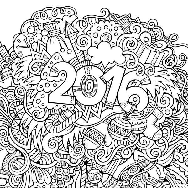 2016 year hand lettering and doodles elements background — Stock Vector