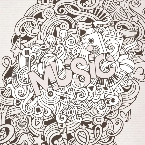 Letras mão música e doodles elementos de fundo . — Vetor de Stock