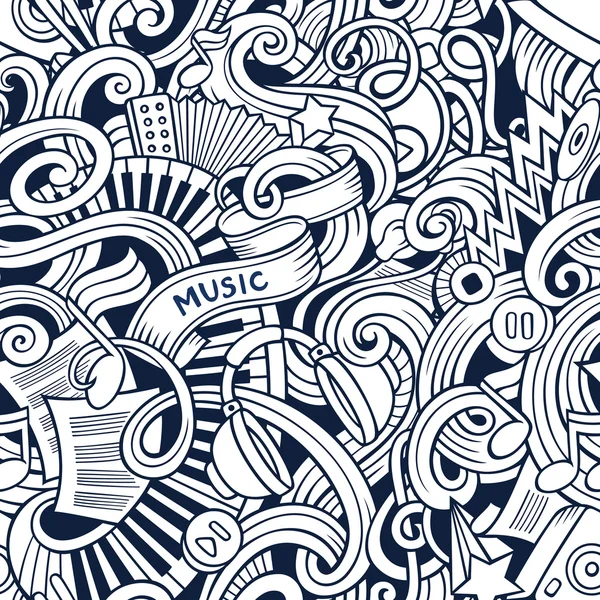 Desenhos animados desenhados à mão doodles música sem costura padrão —  Vetores de Stock