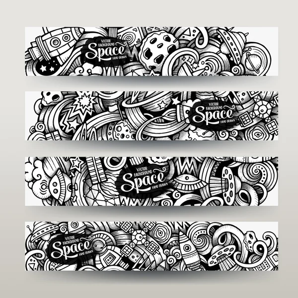 Grafische vector handgetekende schetsmatig trace ruimte Doodle. banners — Stockvector