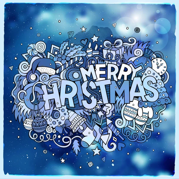 Merry Christmas hand lettering and doodles elements vector — Stock Vector