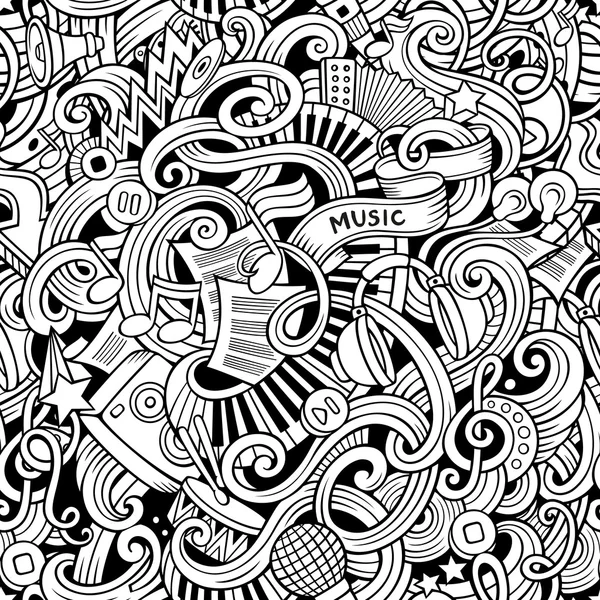 Kézzel rajzolt karikatúra doodles zene zökkenőmentes minta — Stock Vector