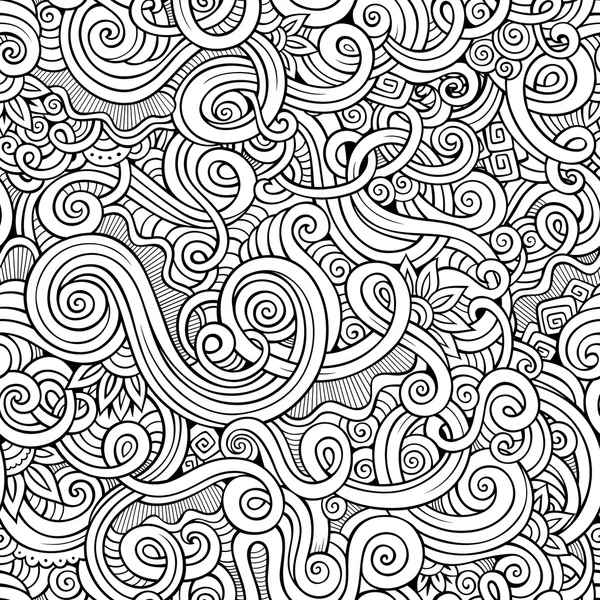 Dekorativ hand dras doodle natur prydnads curl seamless mönster — Stock vektor