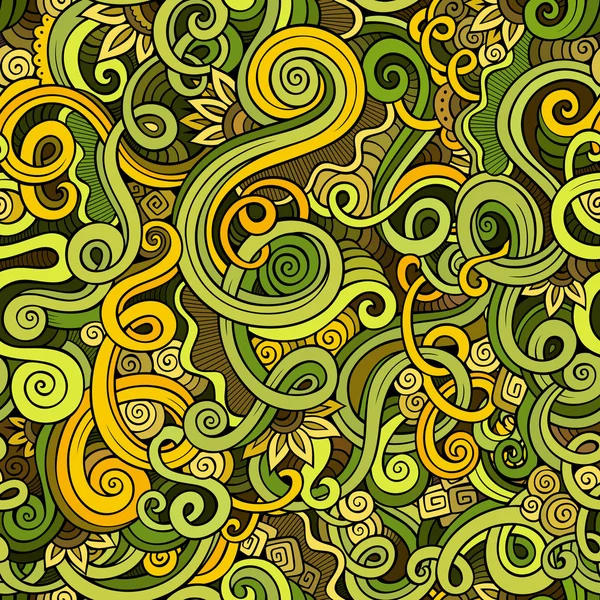 Mão decorativa desenhado doodle natureza ornamental curl sem costura padrão — Vetor de Stock