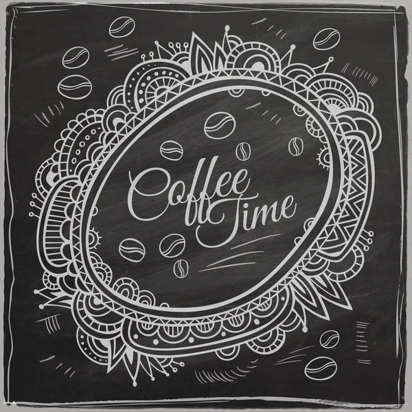 Hora do café fronteira decorativa. Plano de fundo Chalkboard . — Vetor de Stock