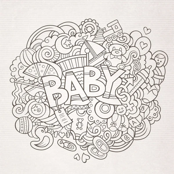 Cartoon vector hand drawn Doodle Baby illustration — Stock Vector