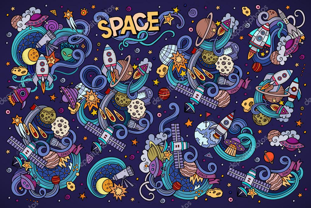 Colorful vector hand drawn doodles cartoon set of Space objects Stock Vector Image by ©3dsparrow #97239352 Colorful vector hand drawn doodles cartoon set of Space objects Stock Vector Image by ©3dsparrow #97239352
