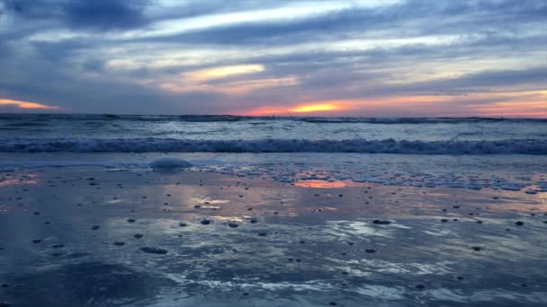 Strand bij zonsondergang Steady. — Stockvideo