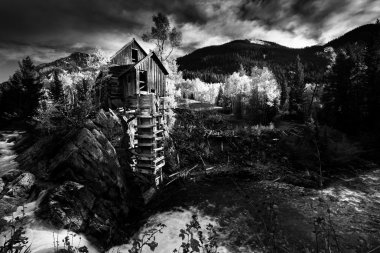 Crystal Mill Black and White US Landscapes clipart