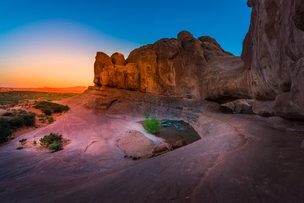 Eye of the Whale after Sunset Arches National Park — Stock Photo, Image