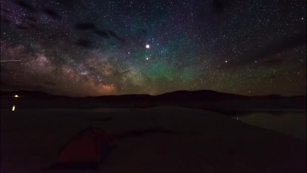 Camping under the Stars Milky Way Time-lapse 4k — Stock Video