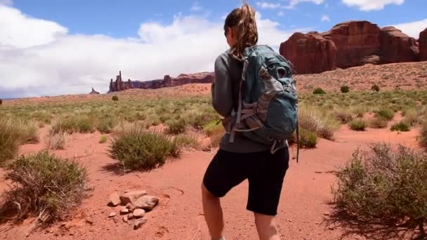 Hiking Monument Valley — Stok video