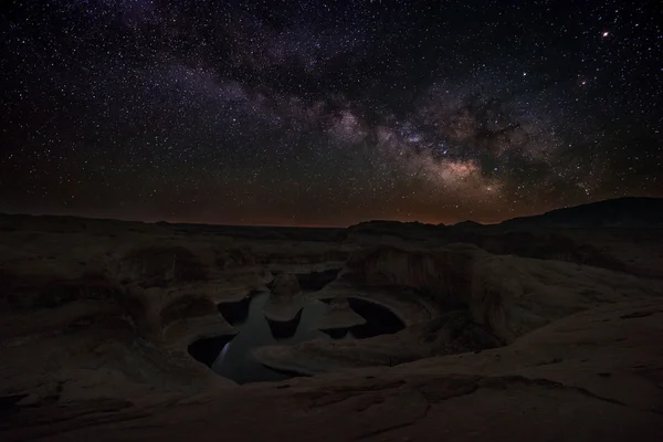 Voie lactée sur le reflet Canyon Utah USA Paysages — Photo