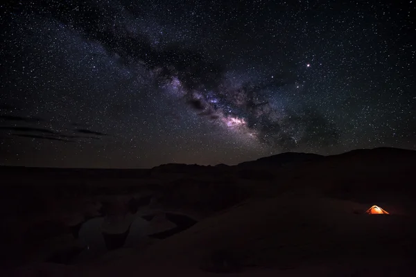 Acampar sob o Canyon Reflexão Estrelas Utah EUA — Fotografia de Stock