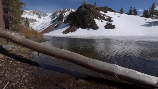 Ellery jezero poblíž Tioga Pass Kalifornie Usa sledování nahoru — Stock video