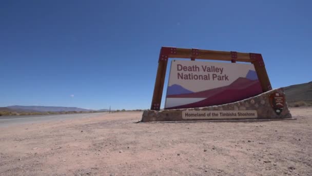 Sinal do Parque Nacional do Vale da Morte — Vídeo de Stock