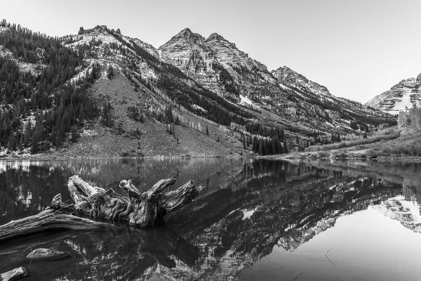 Zwart-wit Maroon Bells Sunrise Aspen Colorado — Stockfoto