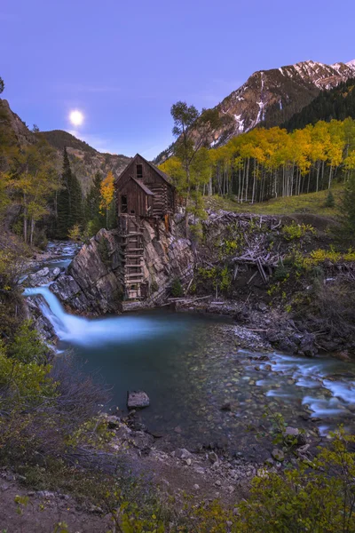 Moon Rise Crystal Mill Colorado Paisagem — Fotografia de Stock