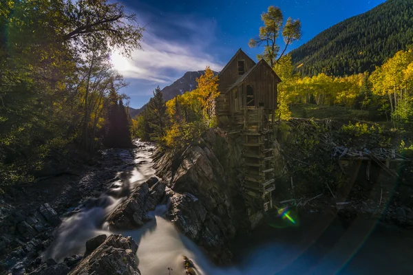 Salida de la luna sobre el paisaje de Colorado Crystal Mill — Foto de Stock