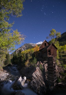 Crystal Mill Bright Starry Night Gunnison Colorado clipart