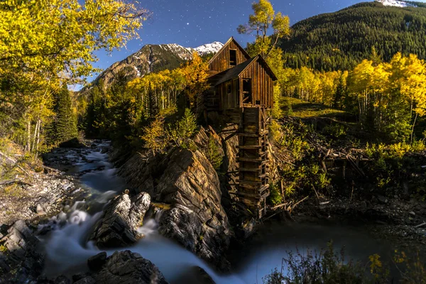Кристал млин яскраві Зоряна ніч Gunnison Колорадо — стокове фото