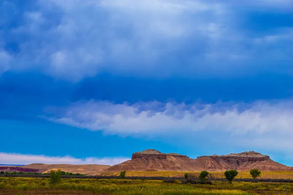 蓝蓝的天空秋天的树木在犹他州的峡谷秋天风景 — 图库照片