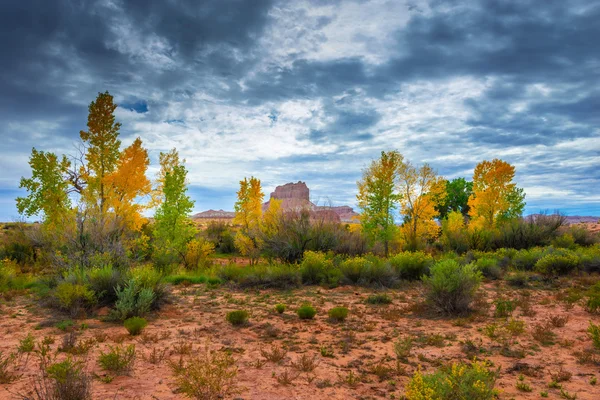 Wild Horse Butte Couleurs d'automne et beau ciel dramatique Utah Lan — Photo