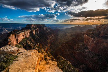 Grand Canyon North Rim Cape Royal Overlook at Sunset Wotans Thro clipart