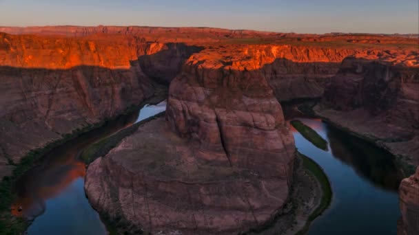 Hufeisenbiegung Sonnenaufgang Zeitraffer 4k uhd — Stockvideo