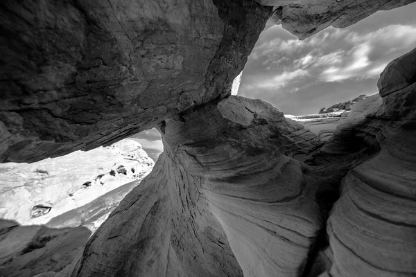 Svart och vitt abstrakt Rock formationer Valley of Fire Nevada — Stockfoto