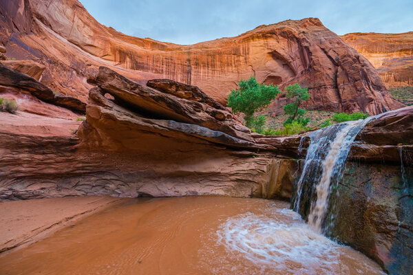  США, Utah, Escalante Wilderness. Водопад в заливе Койот
