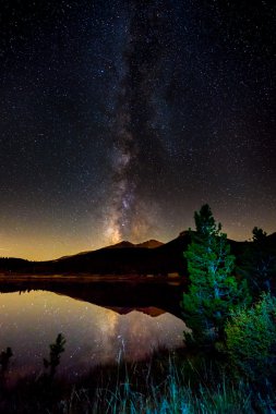 Samanyolu yansıma Lily Gölü Colorado peyzaj