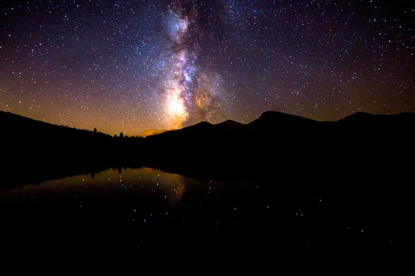 Milky Way Reflection in Lily Lake Colorado Landscape — Stock Photo, Image