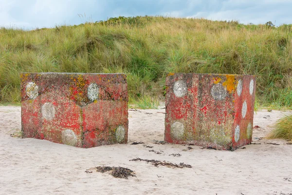 Betonové kostky na pobřeží poblíž Bamburgh Anglie — Stock fotografie