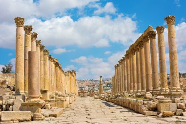 The Cardo Maximus street in Jerash ruins Jordan clipart