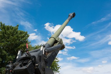 Old Howitzer gun barrel aimed skyward clipart